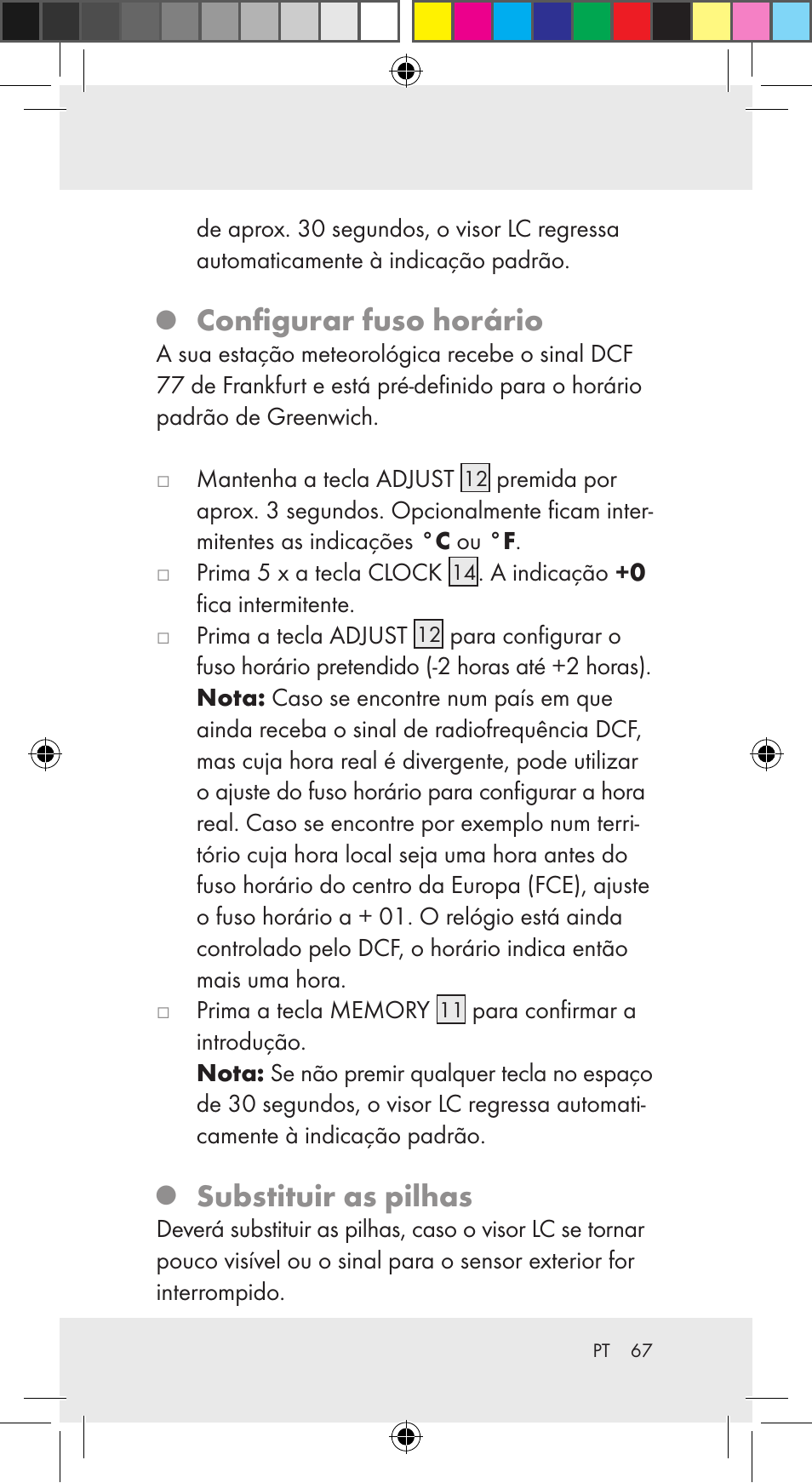Configurar fuso horário, Substituir as pilhas | Auriol Z29962C User Manual | Page 67 / 112