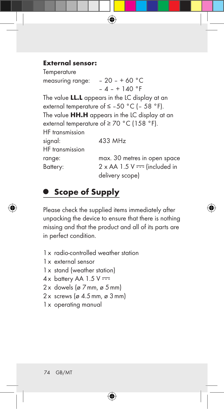 Scope of supply | Auriol Z29962C User Manual | Page 74 / 112