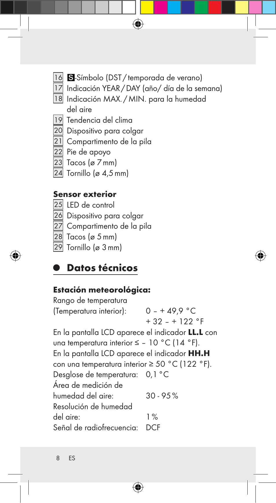 Datos técnicos | Auriol Z29962C User Manual | Page 8 / 112