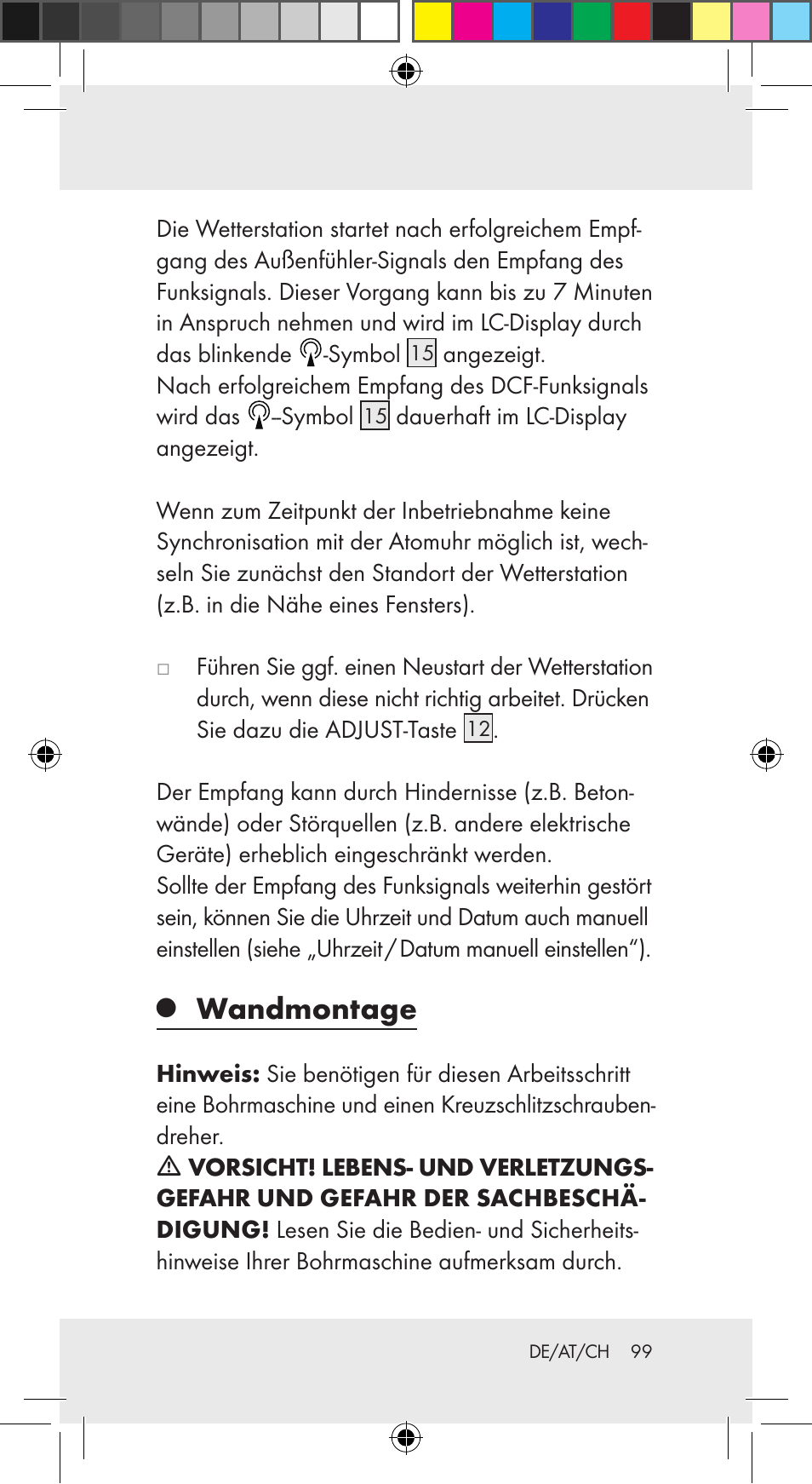 Wandmontage | Auriol Z29962C User Manual | Page 99 / 112