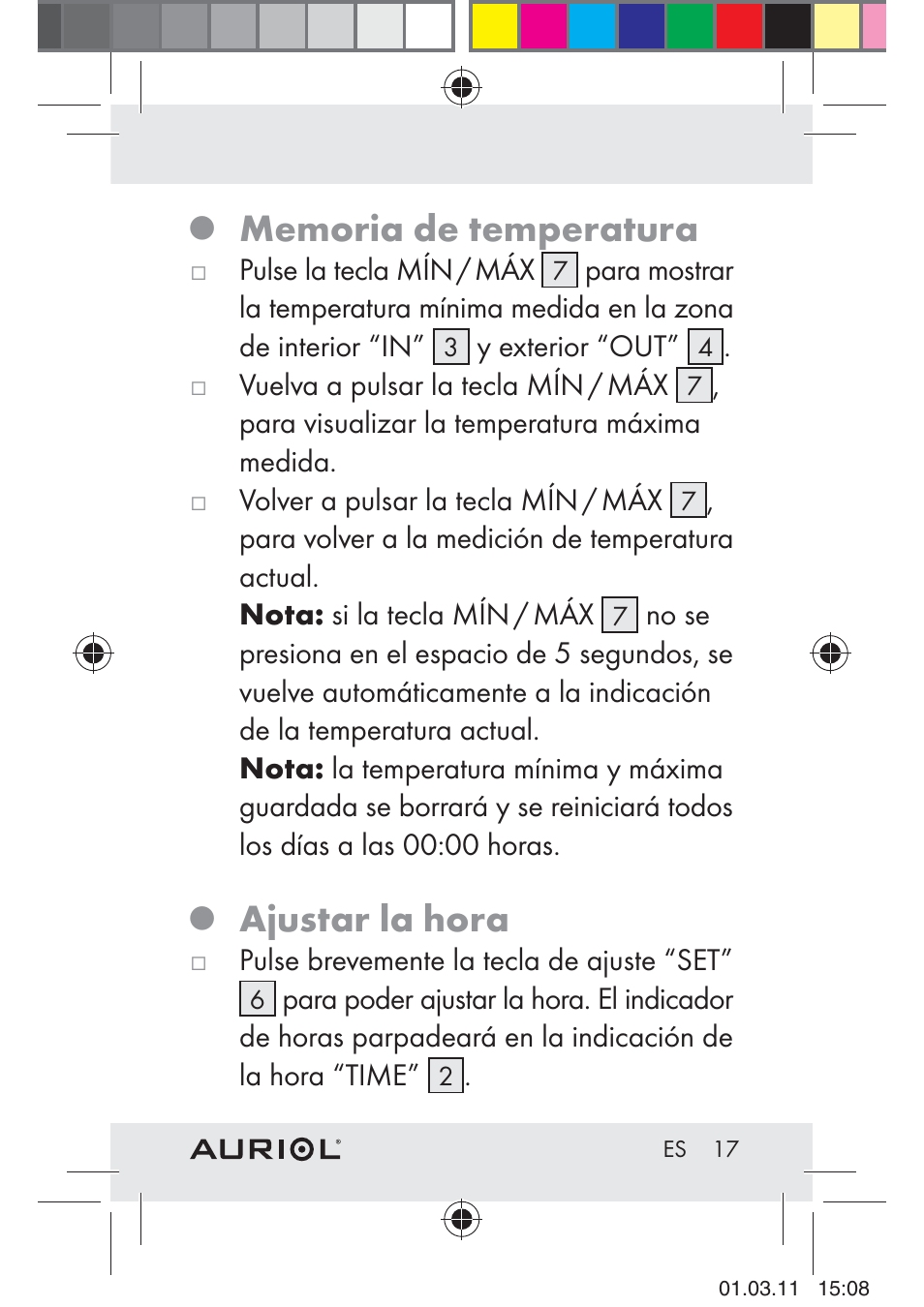 Ajustar la hora | Auriol H4286A_B User Manual | Page 19 / 81