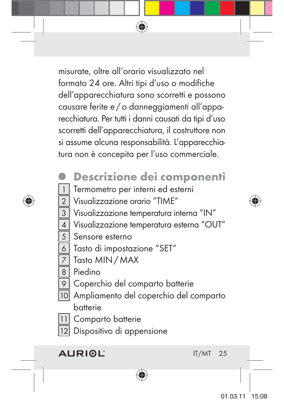 Descrizione dei componenti | Auriol H4286A_B User Manual | Page 27 / 81