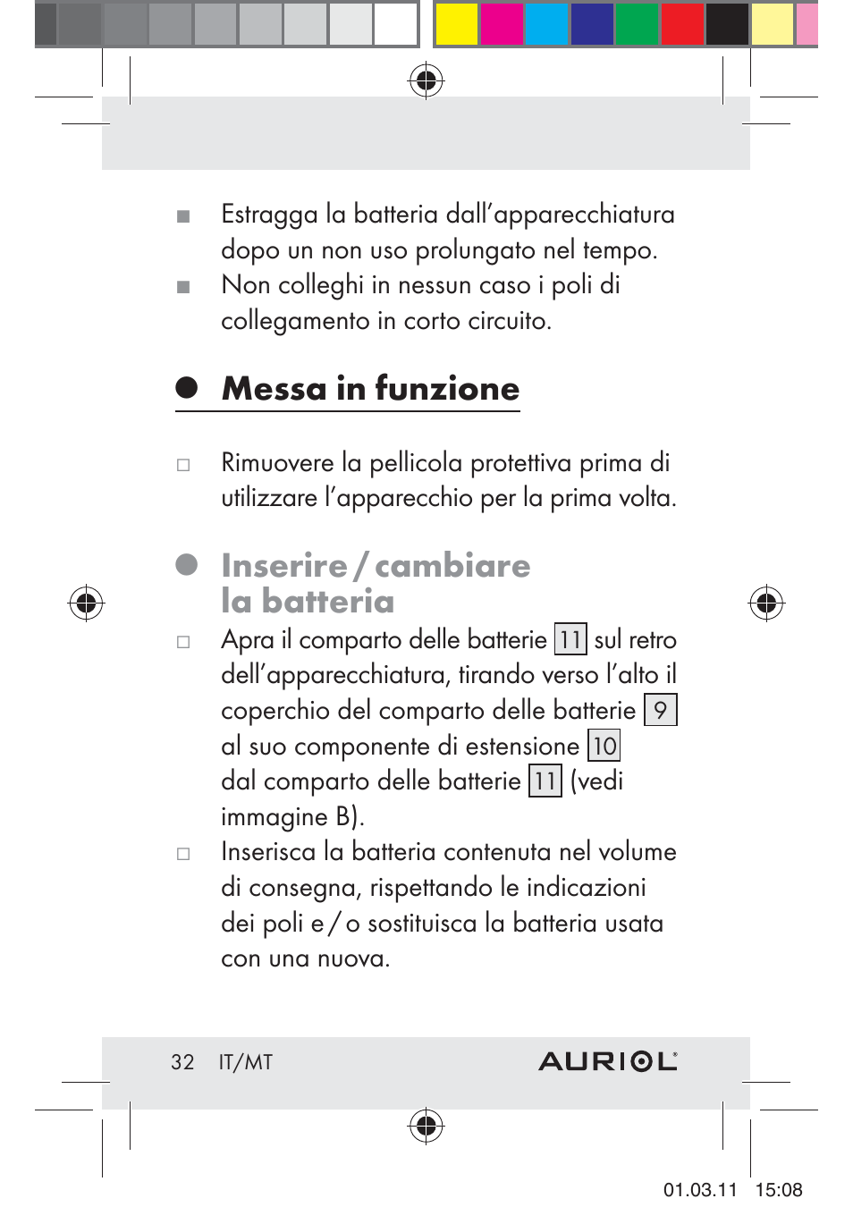 Messa in funzione, Inserire / cambiare la batteria | Auriol H4286A_B User Manual | Page 34 / 81