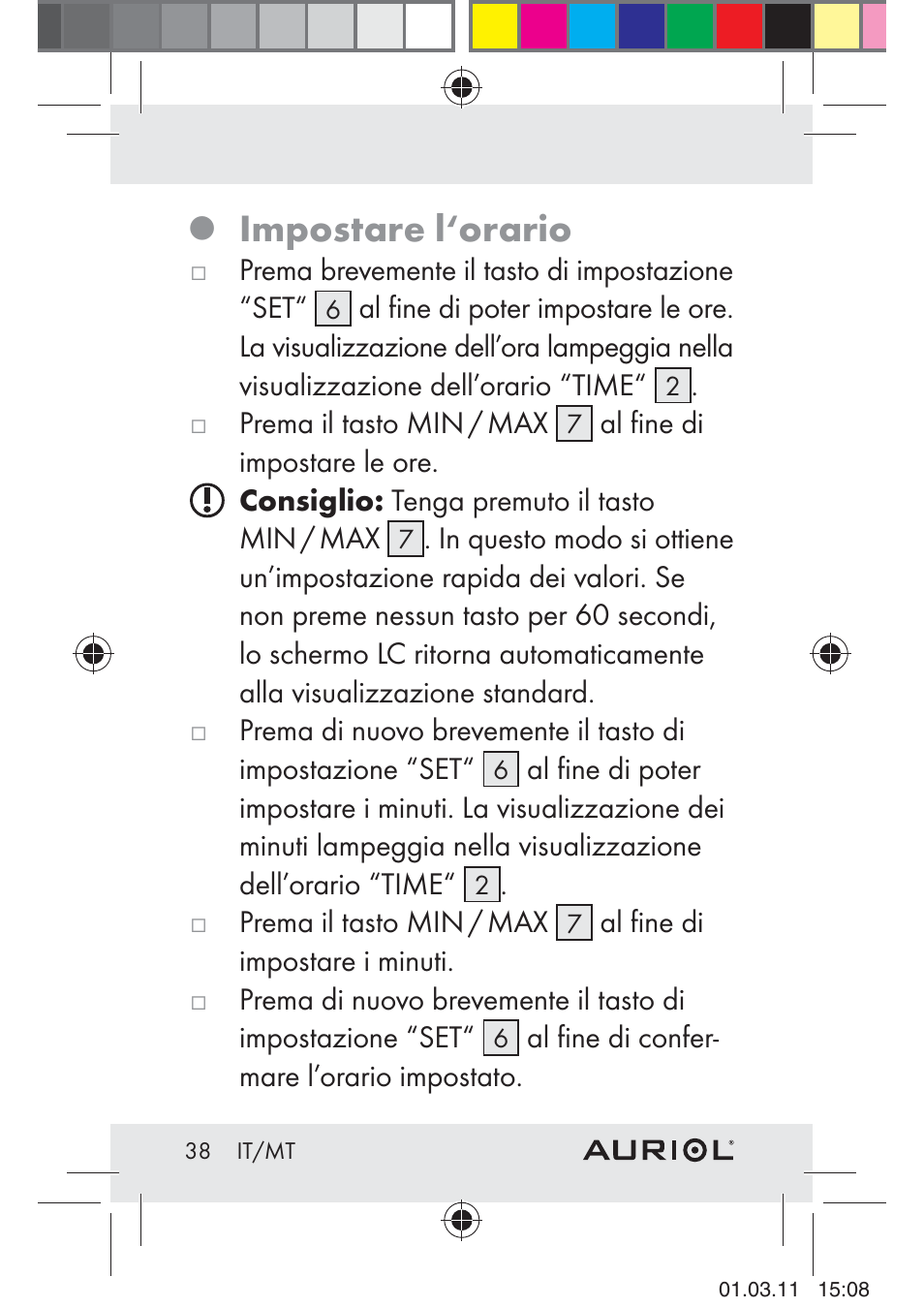 Impostare l‘orario | Auriol H4286A_B User Manual | Page 40 / 81