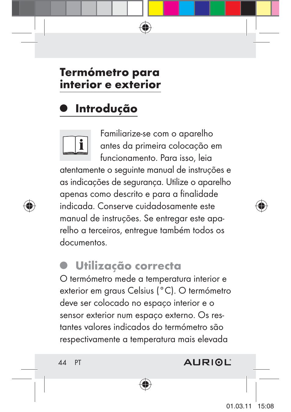 Termómetro para interior e exterior, Introdução, Utilização correcta | Auriol H4286A_B User Manual | Page 46 / 81