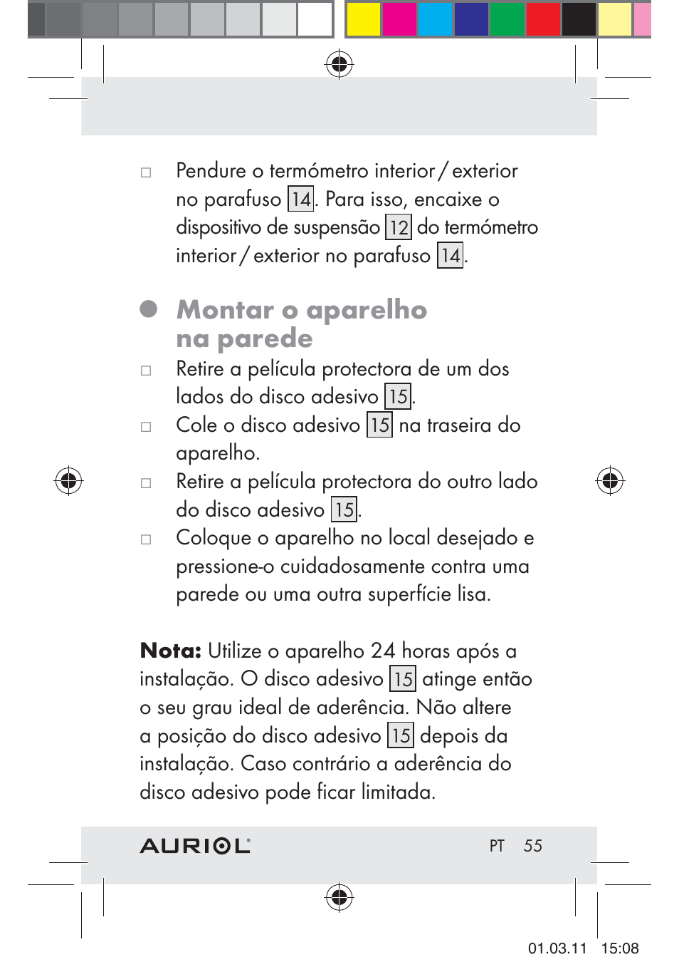 Montar o aparelho na parede | Auriol H4286A_B User Manual | Page 57 / 81