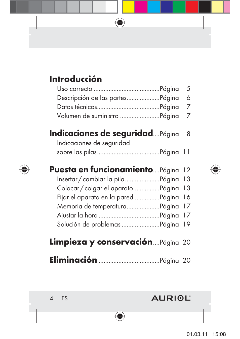 Introducción, Indicaciones de seguridad, Puesta en funcionamiento | Limpieza y conservación, Eliminación | Auriol H4286A_B User Manual | Page 6 / 81