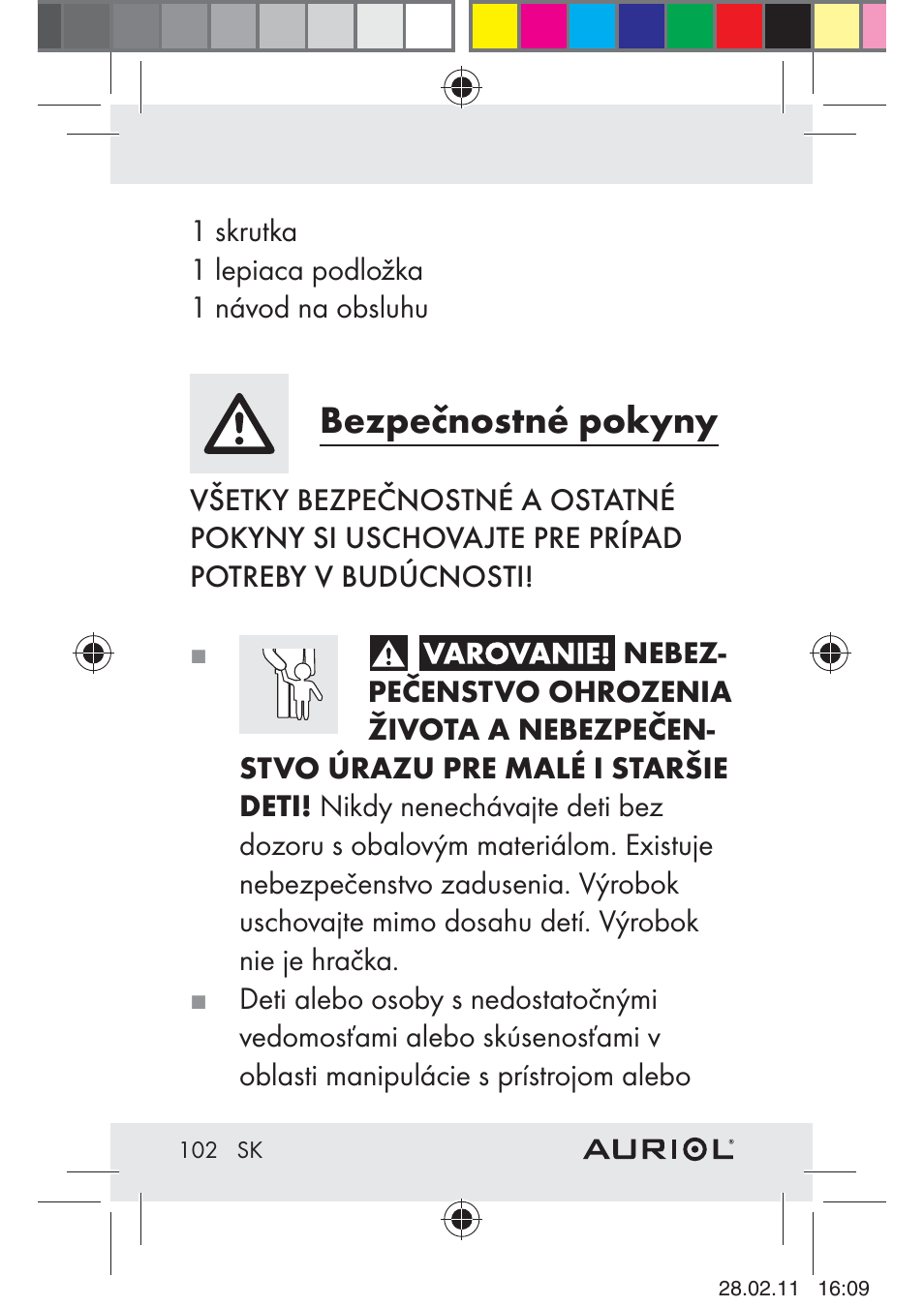 Bezpečnostné pokyny | Auriol H4286A_B User Manual | Page 104 / 117