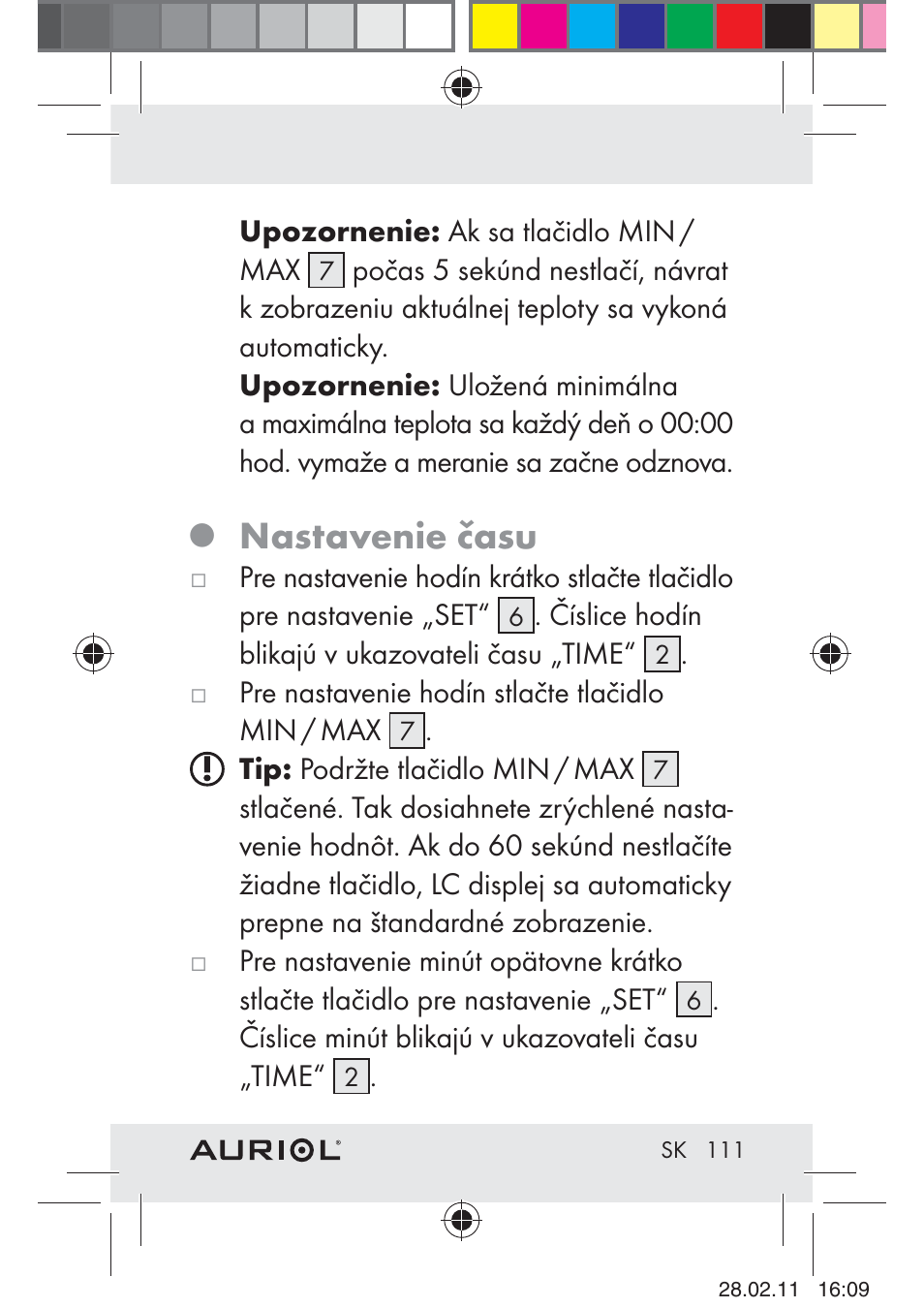 Nastavenie času | Auriol H4286A_B User Manual | Page 113 / 117