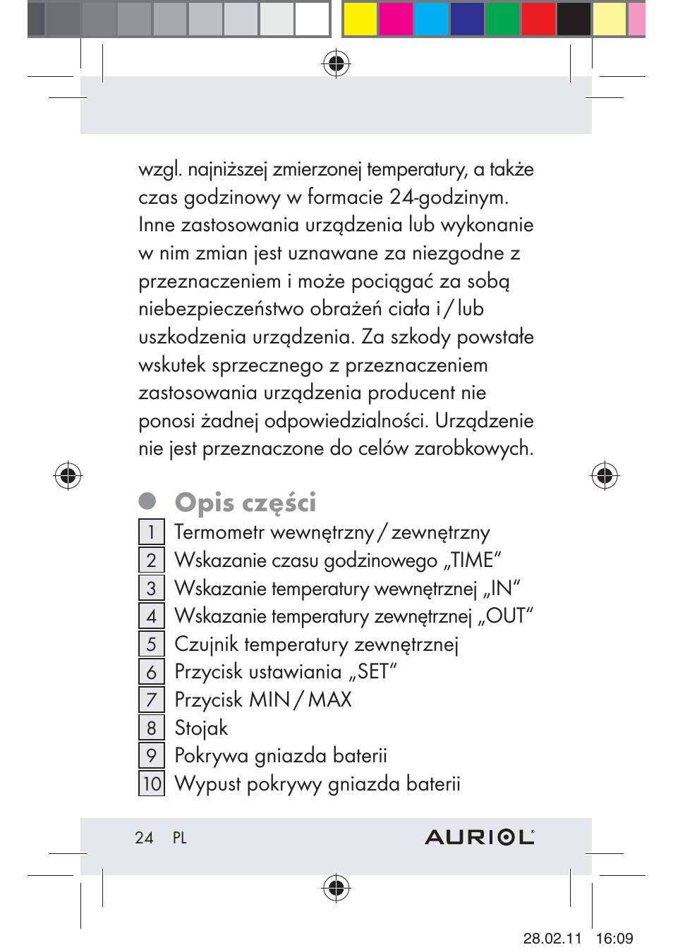Opis części | Auriol H4286A_B User Manual | Page 26 / 117