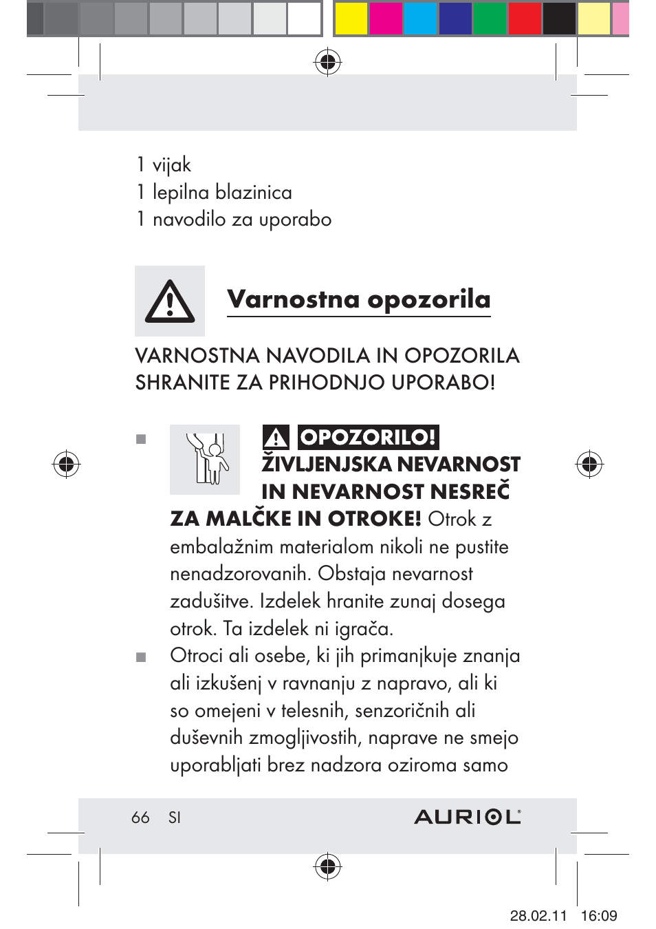 Varnostna opozorila | Auriol H4286A_B User Manual | Page 68 / 117