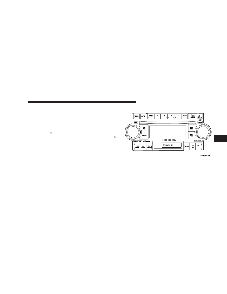 Operating instructions - radio mode, Sales code rak – am/fm/cassette/cd (6-disc) | Dodge 2008 Ram 2500  PowerWagon User Manual | Page 213 / 504
