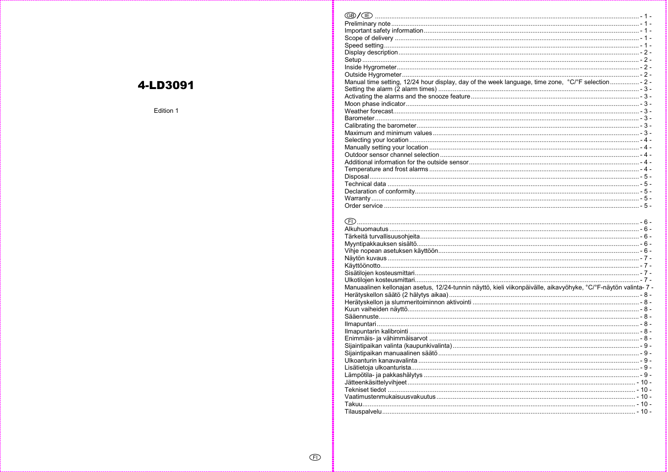 Auriol 4-LD3091 User Manual | 12 pages