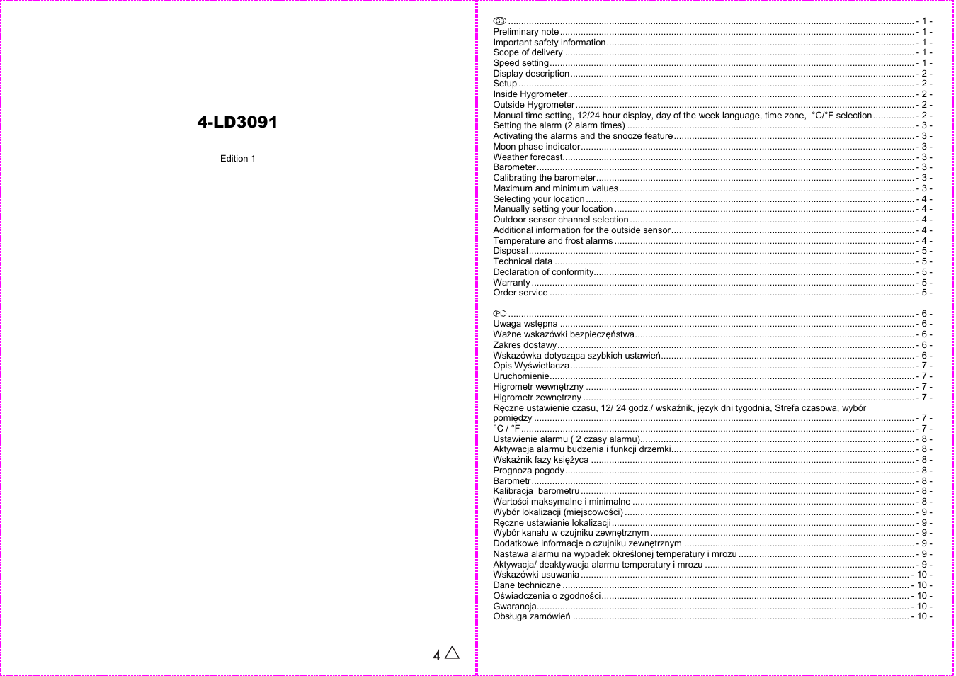Auriol 4-LD3091 User Manual | 20 pages