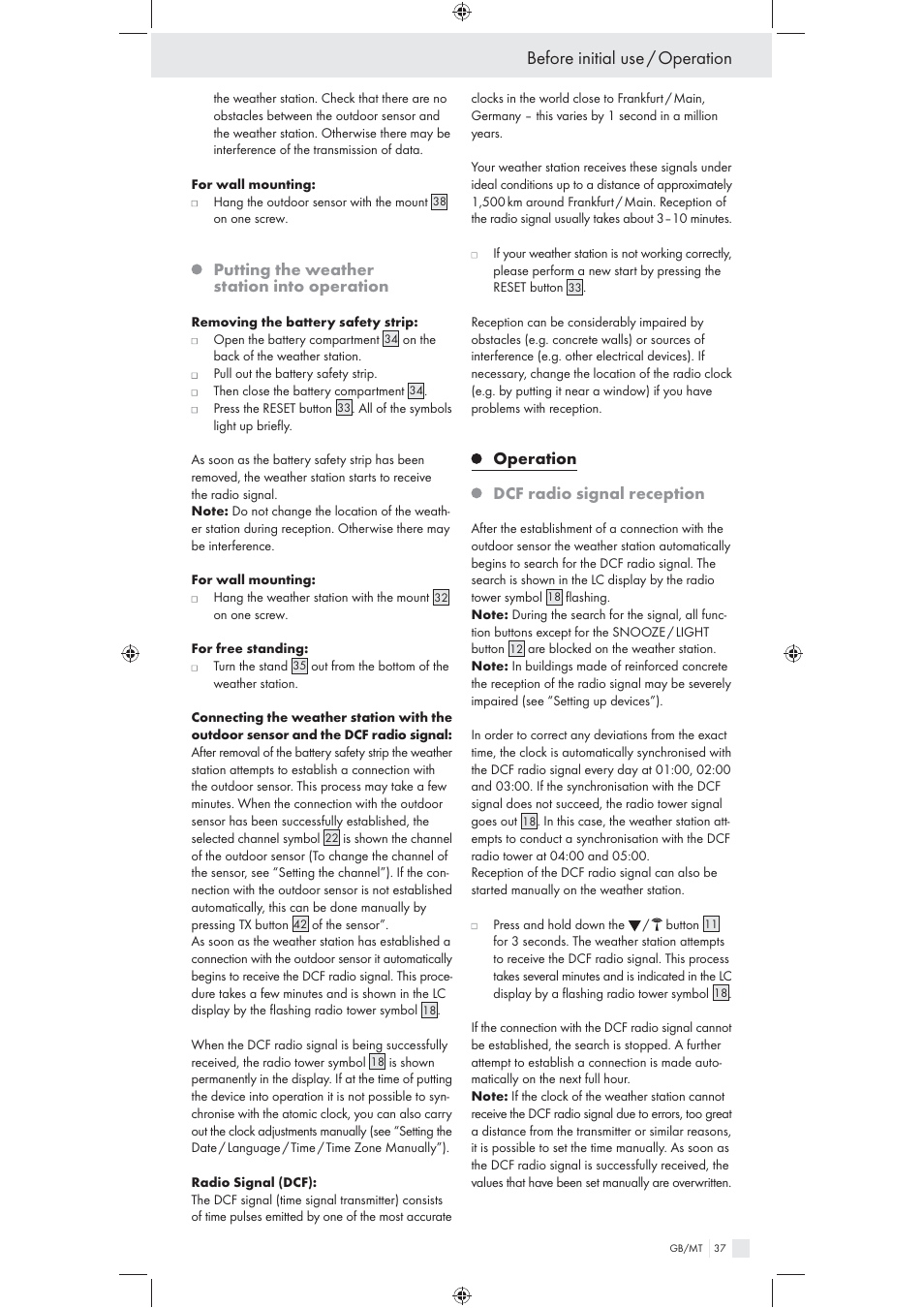 Before initial use / operation | Auriol Z31092 User Manual | Page 37 / 53