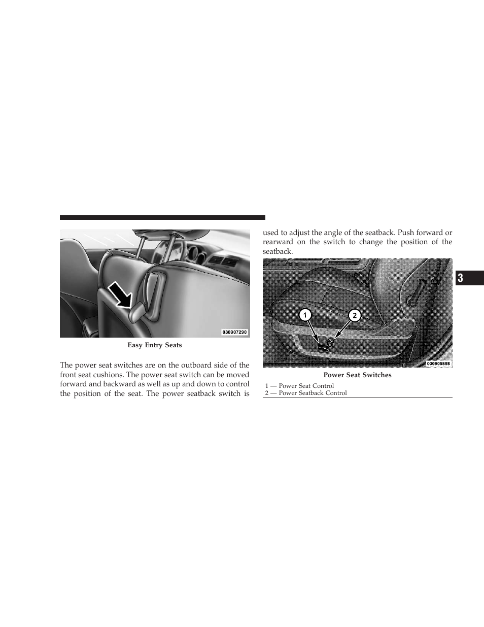 Power seats | Dodge 2009 Challenger SRT8 User Manual | Page 115 / 440