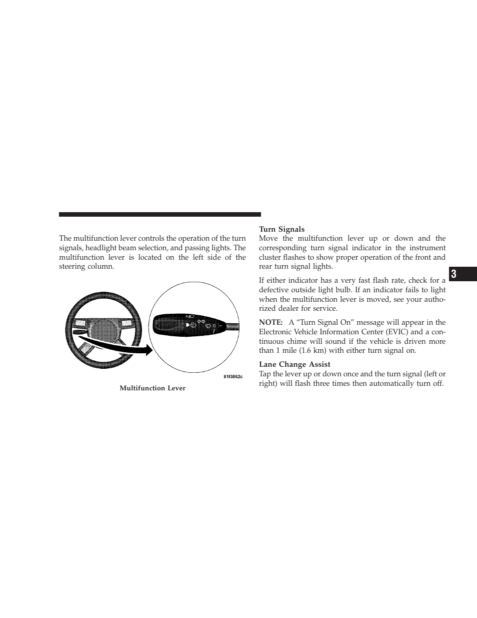 Multifunction lever | Dodge 2009 Challenger SRT8 User Manual | Page 125 / 440