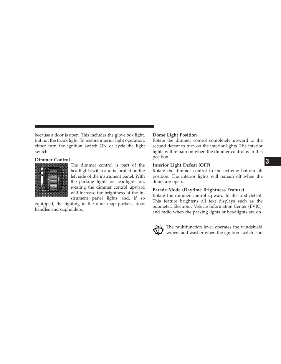 Windshield wipers and washers | Dodge 2009 Challenger SRT8 User Manual | Page 127 / 440