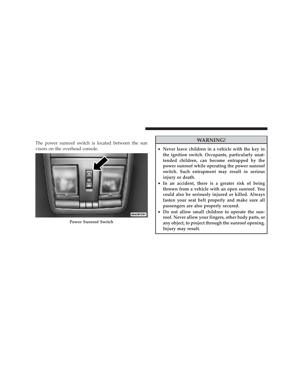 Power sunroof - if equipped, Power sunroof — if equipped | Dodge 2009 Challenger SRT8 User Manual | Page 142 / 440