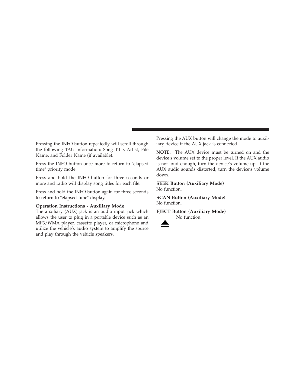 Info button (disc mode for mp3/wma play), Info button, Disc mode for mp3/wma play) | Dodge 2009 Challenger SRT8 User Manual | Page 194 / 440