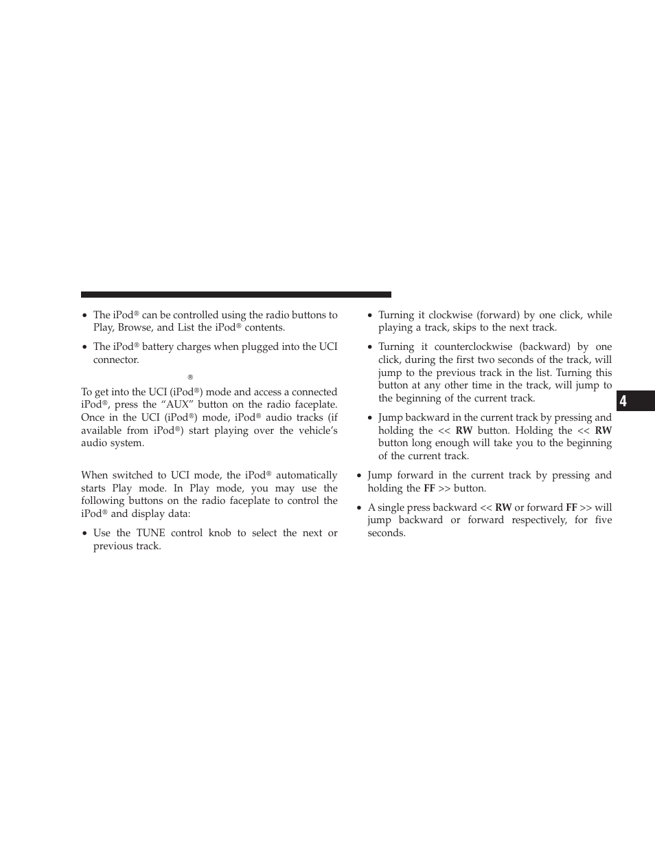 Controlling the ipod using radio buttons, Play mode, Controlling the ipod௡ using | Radio buttons | Dodge 2009 Challenger SRT8 User Manual | Page 221 / 440