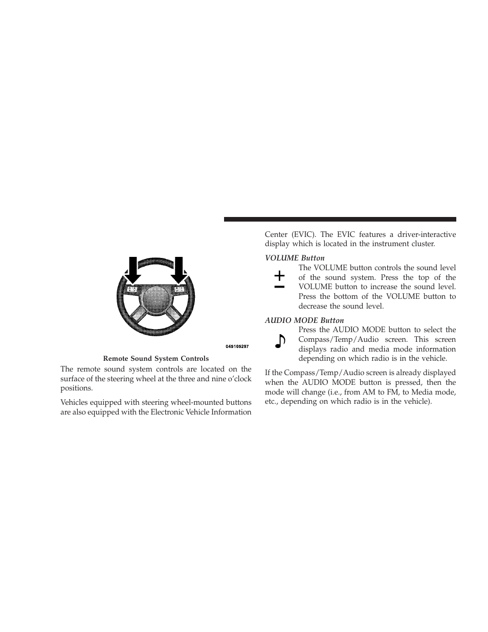 Remote sound system controls | Dodge 2009 Challenger SRT8 User Manual | Page 230 / 440