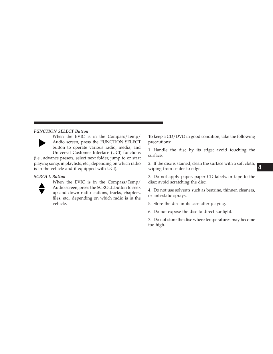 Cd/dvd disc maintenance | Dodge 2009 Challenger SRT8 User Manual | Page 231 / 440