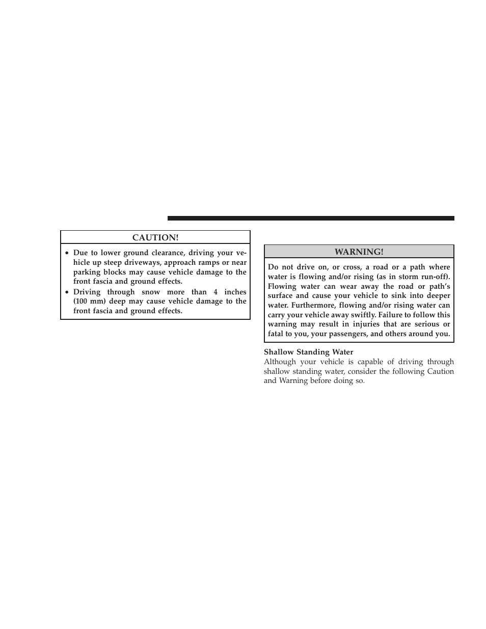 Flowing/rising water | Dodge 2009 Challenger SRT8 User Manual | Page 268 / 440