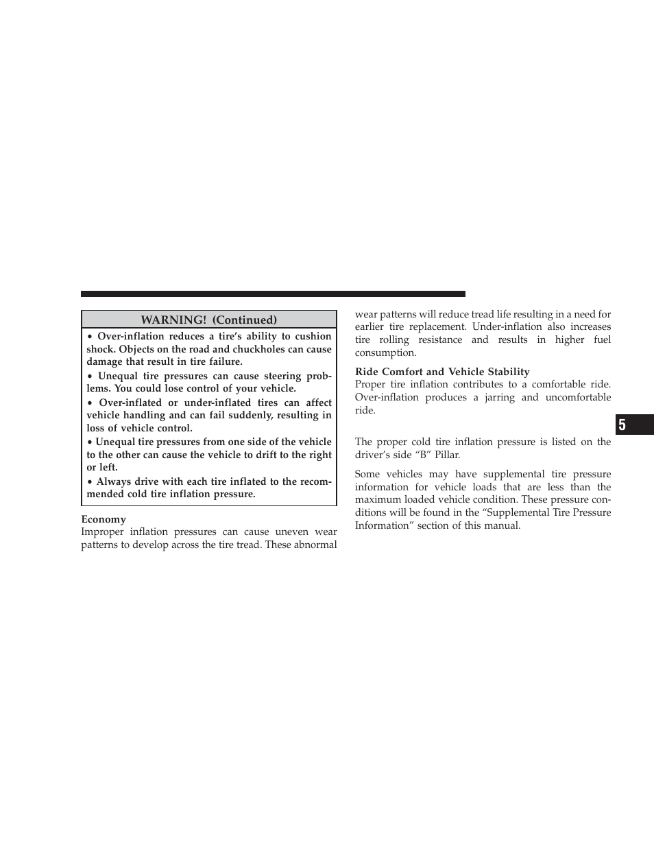 Tire inflation pressures | Dodge 2009 Challenger SRT8 User Manual | Page 297 / 440