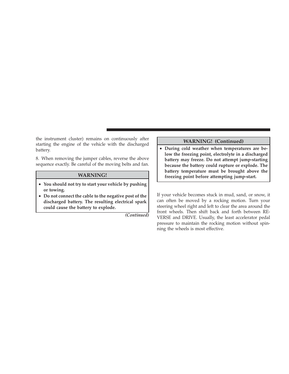 Freeing a stuck vehicle | Dodge 2009 Challenger SRT8 User Manual | Page 332 / 440