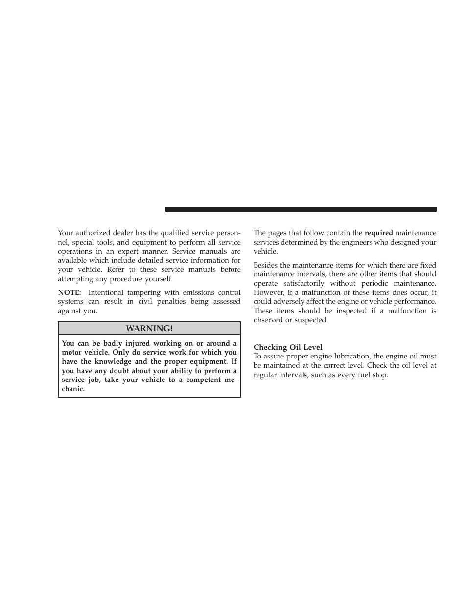 Dealer service, Maintenance procedures, Engine oil | Dodge 2009 Challenger SRT8 User Manual | Page 344 / 440