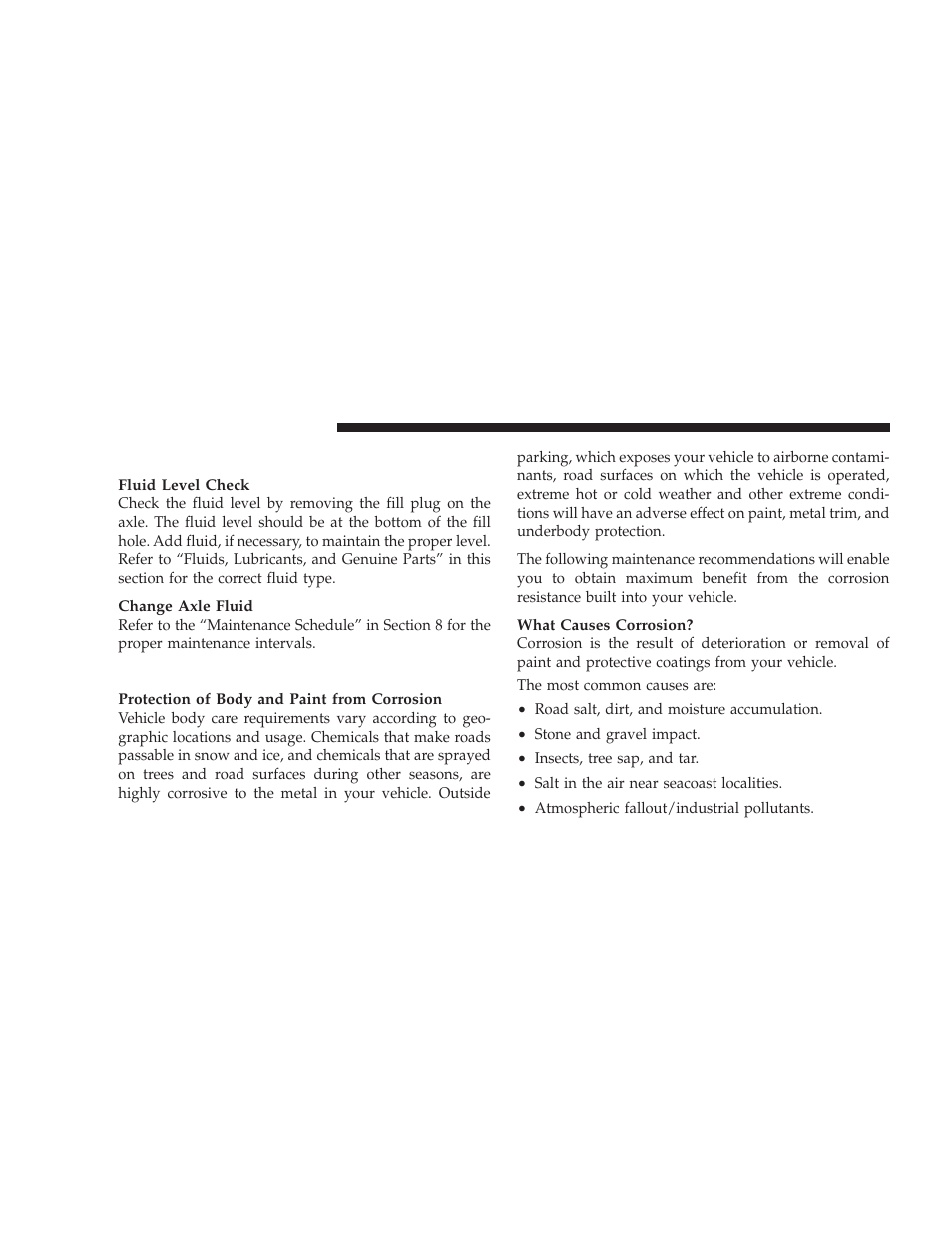 Rear axle, Appearance care and protection from corrosion, Appearance care and protection from | Corrosion | Dodge 2009 Challenger SRT8 User Manual | Page 364 / 440