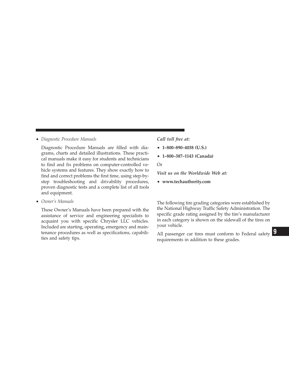 Department of transportation uniform tire, Quality grades | Dodge 2009 Challenger SRT8 User Manual | Page 413 / 440