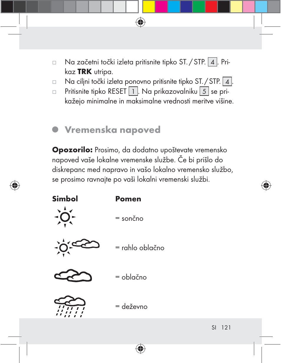 Vremenska napoved | Auriol Z29592 User Manual | Page 121 / 221