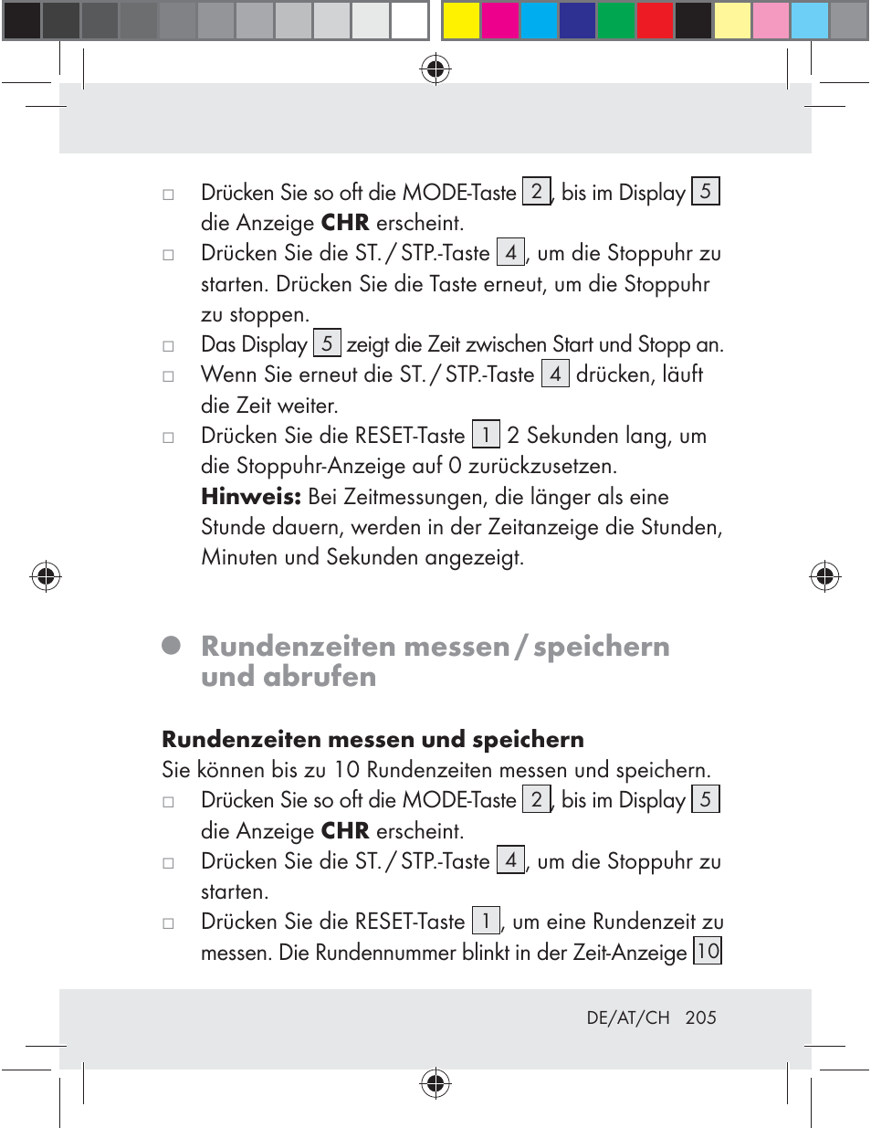 Rundenzeiten messen / speichern und abrufen | Auriol Z29592 User Manual | Page 205 / 221