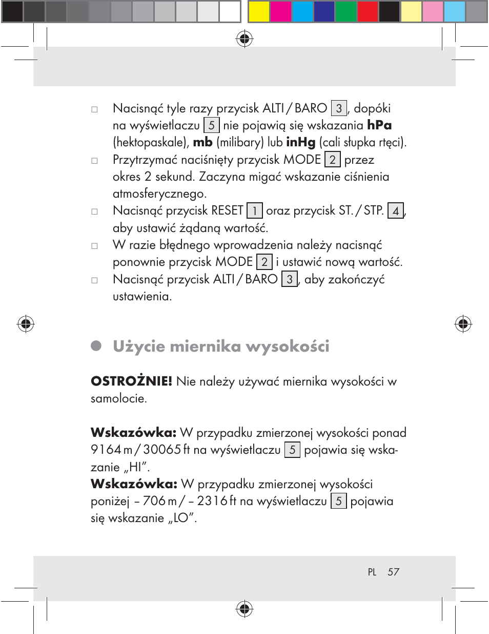 Użycie miernika wysokości | Auriol Z29592 User Manual | Page 57 / 221