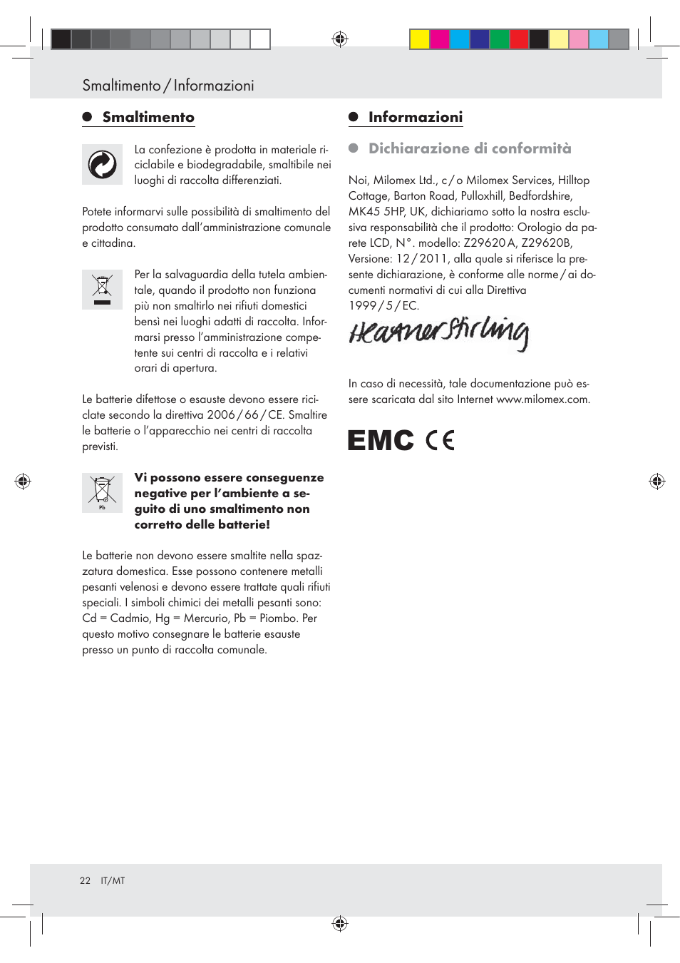 Smaltimento / informazioni | Auriol Z29620A_B User Manual | Page 22 / 49