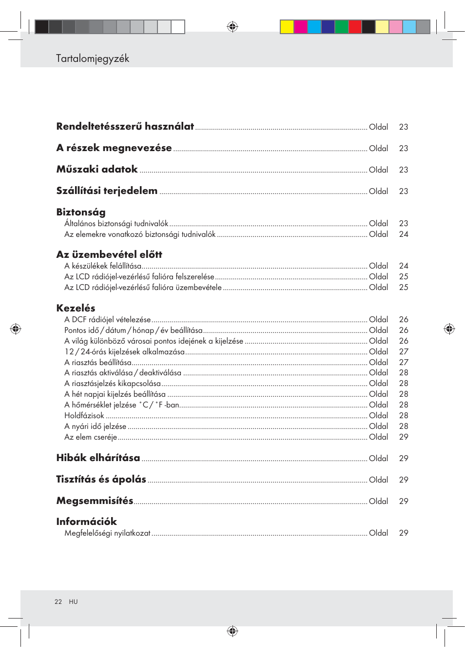 Tartalomjegyzék | Auriol Z29620A_B User Manual | Page 22 / 65