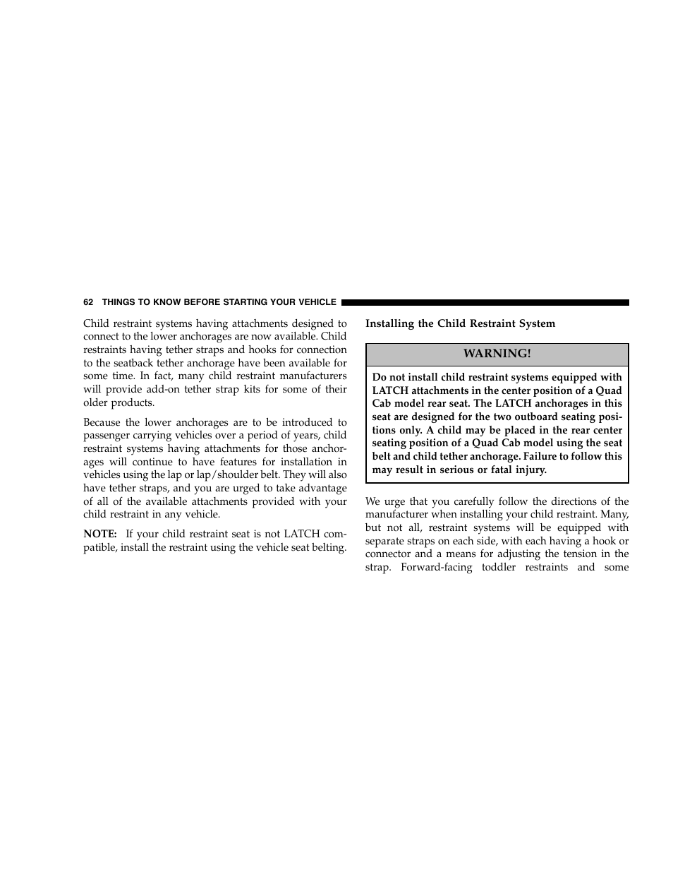 Dodge 2005  Ram Pickup 3500 User Manual | Page 62 / 448