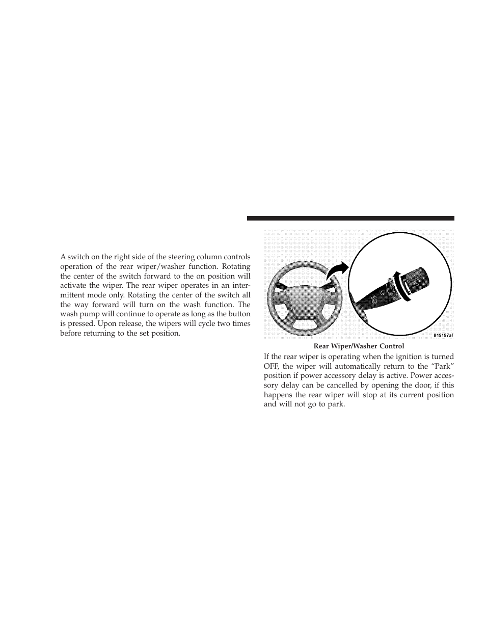 Rear window features, Rear window wiper/washer | Dodge 2009 Caliber SRT4 User Manual | Page 154 / 411