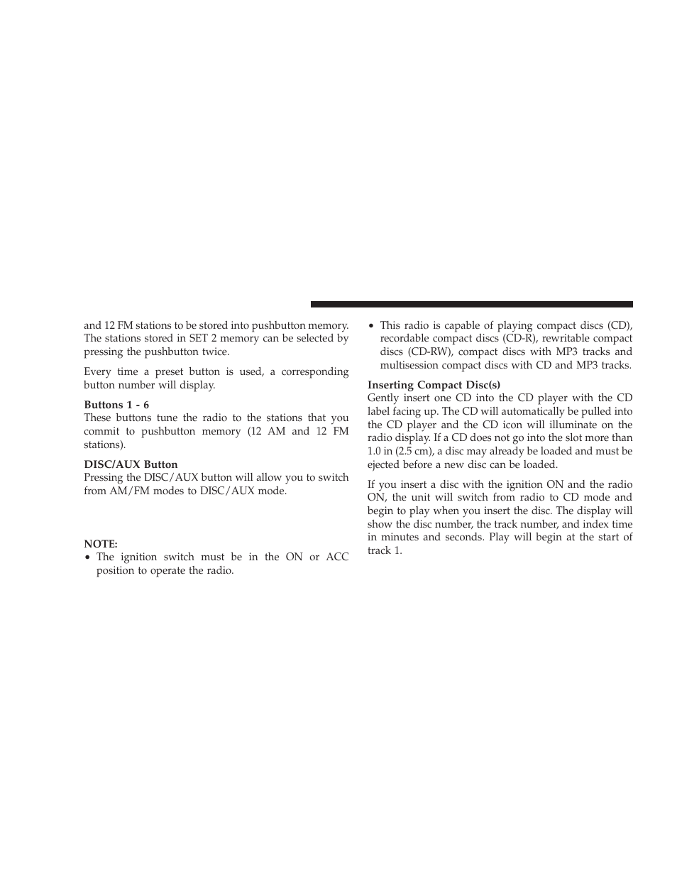 Operation instructions — cd mode for cd, And mp3 audio play | Dodge 2009 Caliber SRT4 User Manual | Page 224 / 411