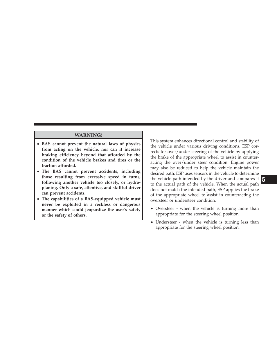 Electronic stability program (esp) | Dodge 2009 Caliber SRT4 User Manual | Page 267 / 411