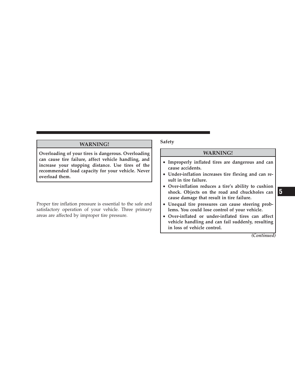 Tires - general information, Tire pressure, Tires — general information | Dodge 2009 Caliber SRT4 User Manual | Page 281 / 411