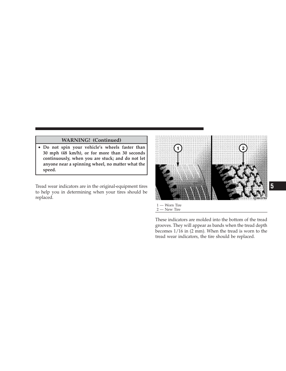 Tread wear indicators | Dodge 2009 Caliber SRT4 User Manual | Page 285 / 411
