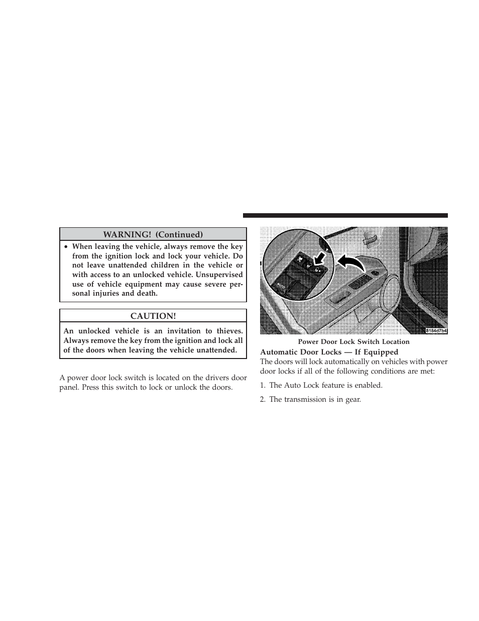 Power door locks | Dodge 2009 Caliber SRT4 User Manual | Page 30 / 411
