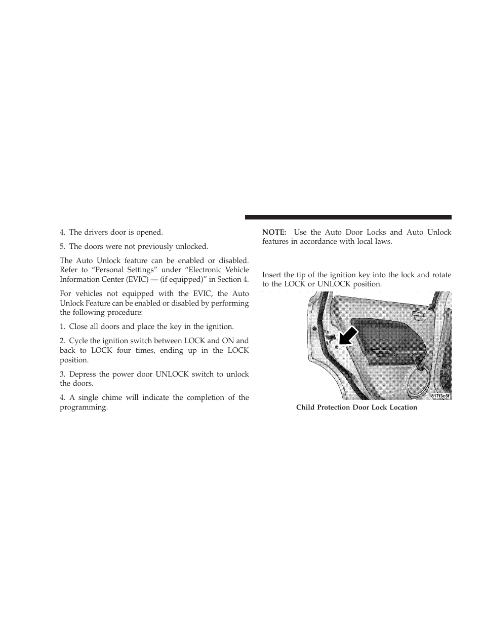 Child-protection door lock system (rear, Doors) — if equipped | Dodge 2009 Caliber SRT4 User Manual | Page 32 / 411