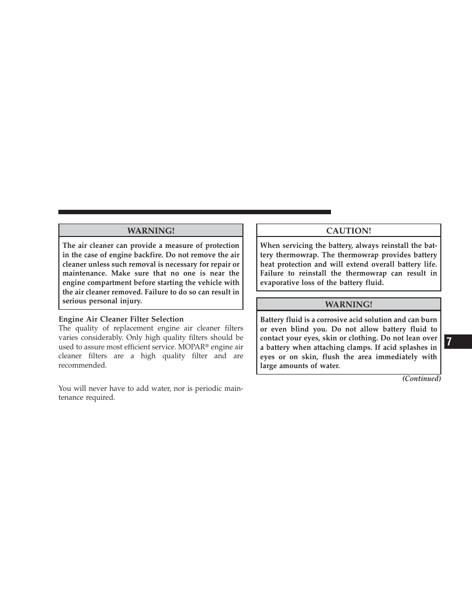 Maintenance-free battery | Dodge 2009 Caliber SRT4 User Manual | Page 335 / 411