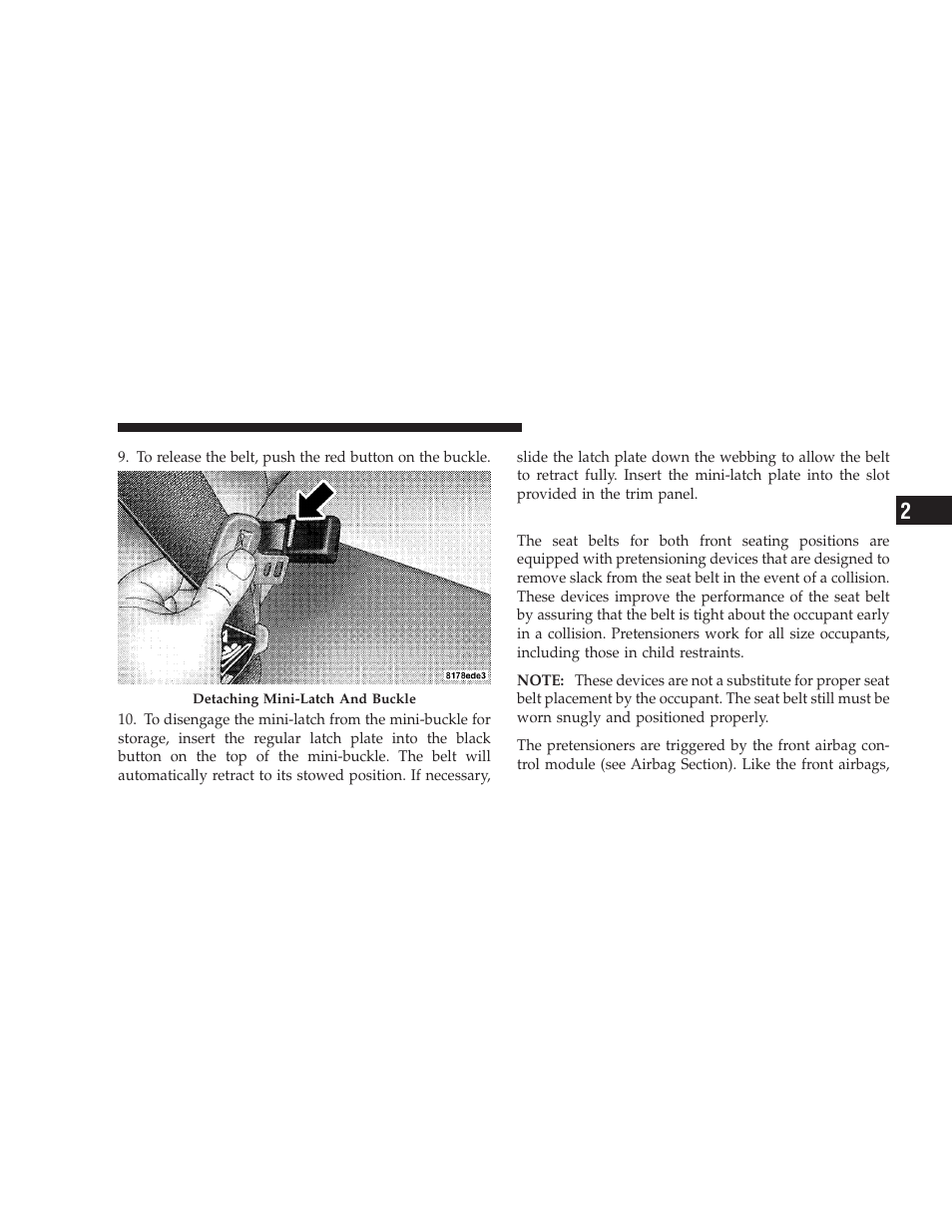 Seat belt pretensioners | Dodge 2009 Caliber SRT4 User Manual | Page 47 / 411