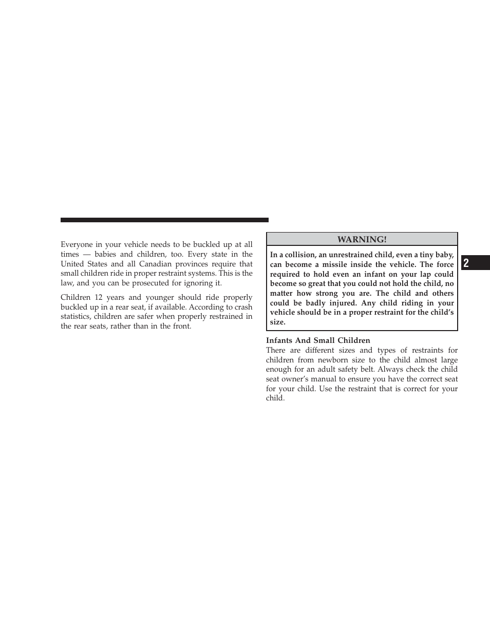 Child restraint | Dodge 2009 Caliber SRT4 User Manual | Page 63 / 411