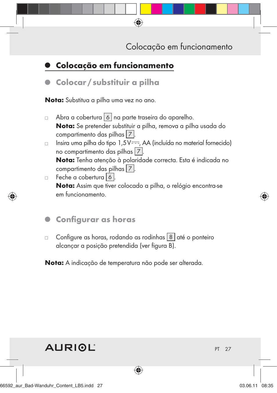 Colocação em funcionamento, Conﬁgurar as horas | Auriol Z30238 User Manual | Page 25 / 46
